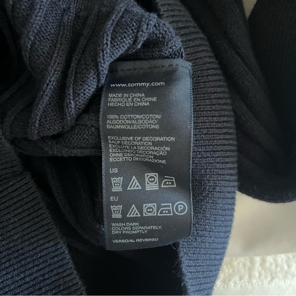 Tommy Hilfiger V-Neck Navy Ribbed Cotton Sweater XS Classic Old Money - Picture 5 of 6